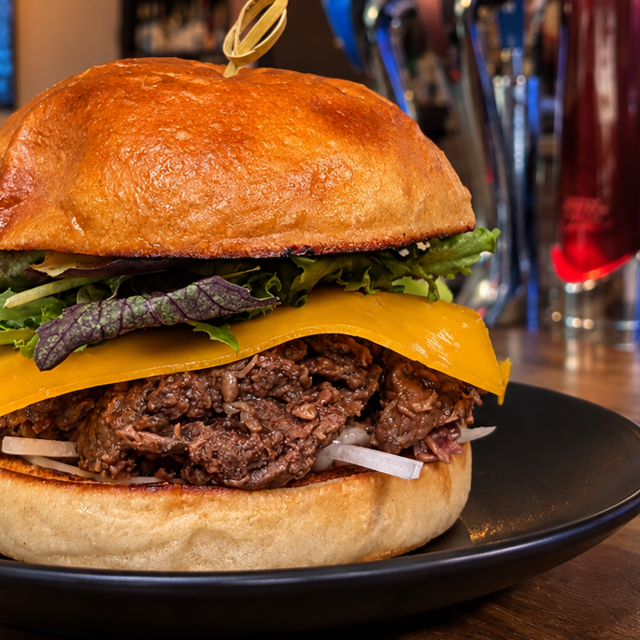 Beef rib sandwich platter.