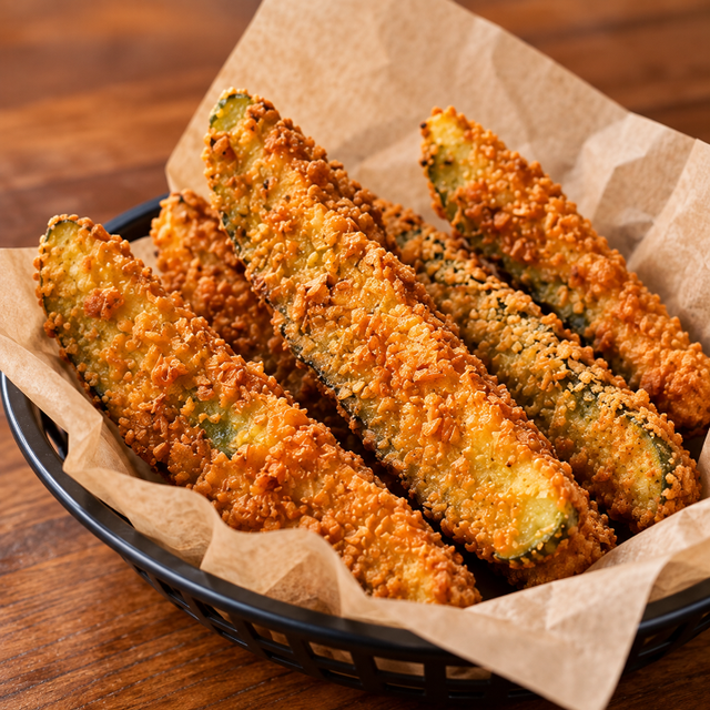 Breaded pickle spears (6).