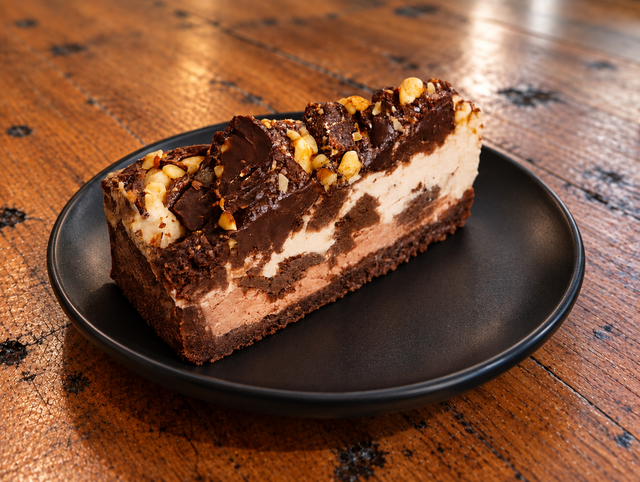 Peanut fudge cheesecake.